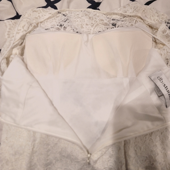 DB Studio Cap Sleeve Short Lace Sheath Wedding Dress from David's Bridal - Picture 8 of 11